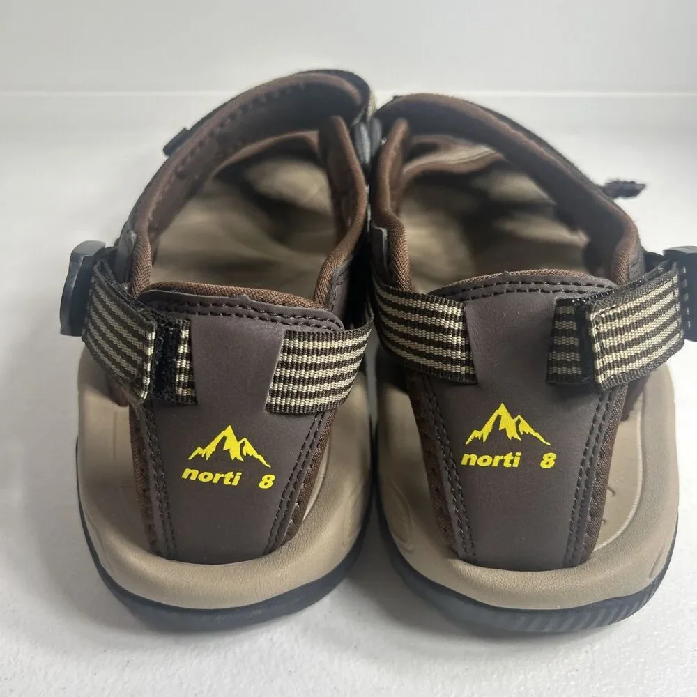 Norti Mens Sandals Size 8 V8 Brown Hiking Adventure Loop And Lock Closed Toe